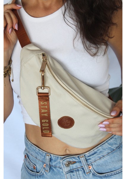 Stay Gold Kanvas Crossbody Bel ve Omuz Çantası - Waist Bag