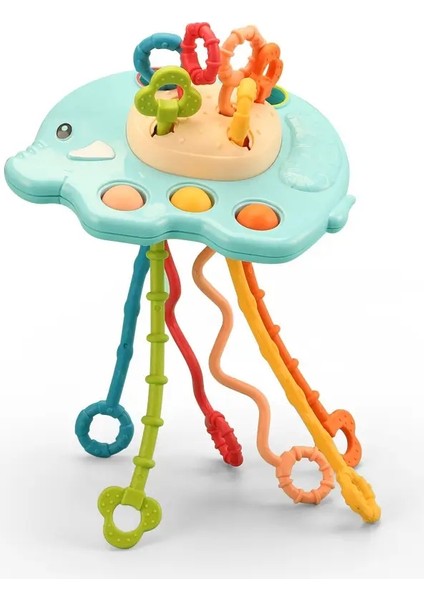 Etkinlik Geliştirme Çekme Oyuncaklar Silikon Diş Çıkarma Çıngırak Eğitimsel Öğrenme Oyuncak Bebek Duyusal Montessori Oyuncakları 6 12 Ay Renk: Açık Mavi Fil (Yurt Dışından)