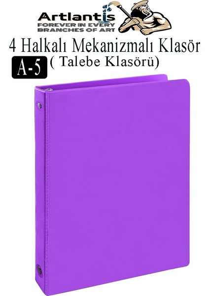 4 Halkalı Klasör 1 Adet A5 Pvc Öğrenci ve Ofis Tipi Evrak Sunum Klasörü Iç Cepli Otomatik Mekanizmalı Büro Okul Arşivle