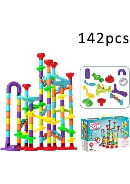 Dıy Construction Run Yarış Pisti Yapı Taşları Çocuklar 3D Labirent Top Rulo Oyuncaklar Noel Hediyesi 45/93/113/142PCS Set Renk: 142PCS (Yurt Dışından)