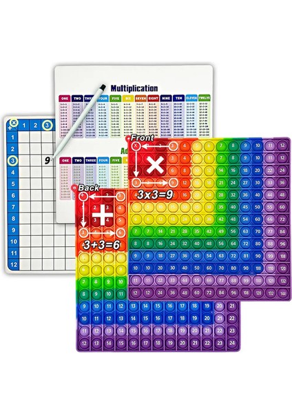12*1212+12 Çarpma E Matematik Oyunları Uygulama Pop Oyuncaklar Silinebilir Kartlar ve Kalem, Montessori Kidscolor Için Eğitim Oyuncakları: Renkli Ma 12RS Seti (Yurt Dışından)