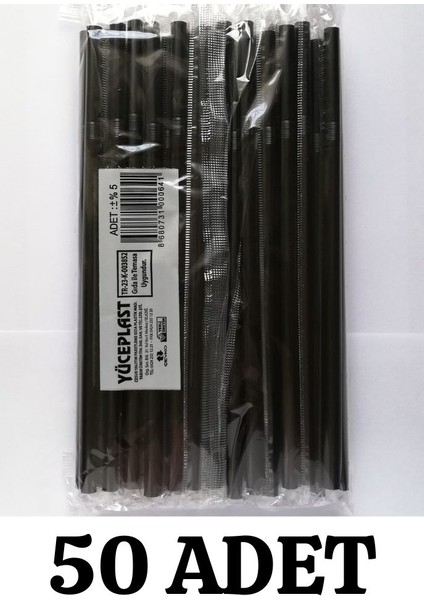 Siyah Pipet 50'li Paket Jelatinli Sargılı Pipet Frozen Körüklü Pipet