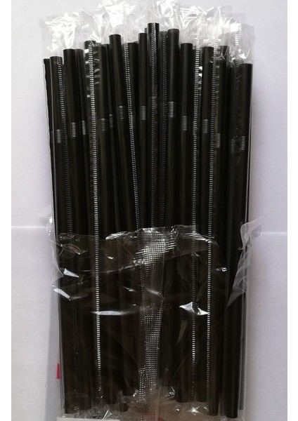 Siyah Pipet 50'li Paket Jelatinli Sargılı Pipet Frozen Körüklü Pipet