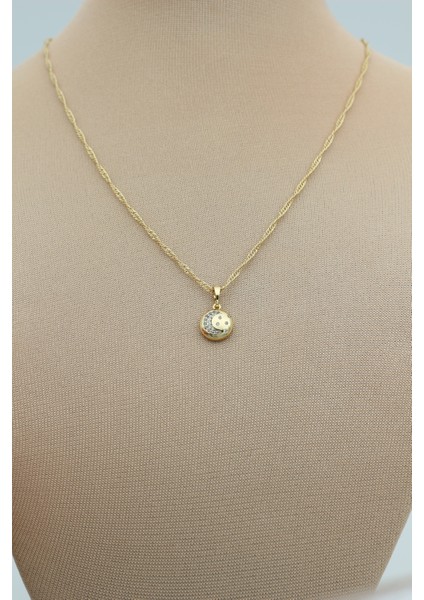 Stil Incisi/xupıng Jewelry Küçük Yuvarlak Zirkon Taşlı Kolye