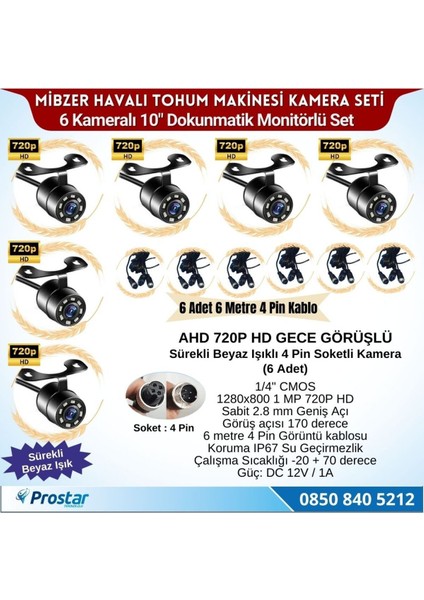 Mibzer Için 6 Kameralı 10 Inç Dokunmatik Monitör Altıya Bölen Kayıtlı 256 GB Sd Kart Destekli modelleri