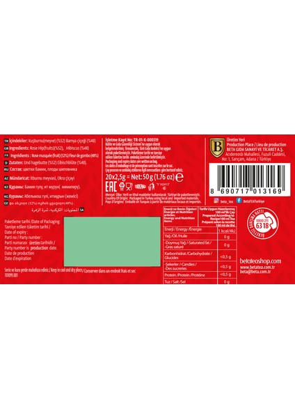Kuşburnu Çayı 20 Adet - Beta Fruitea Collection