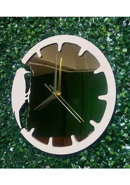 Modern Pleksi Ayna Detaylı | Ahşap Duvar Saati |35*35 CM| SA7020