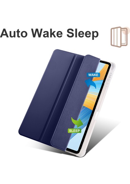 For Honor Pad V8 Pro 3-Folding Transparent Tpu Smart Leather Tablet Case (Yurt Dışından)