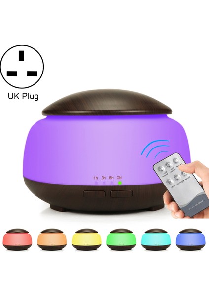Renkli LED Işıklı Ahşap Tahıl Nemlendirici Hava Temizleme Cihazı Ingiltere Fişi Koyu Kahverengi (Yurt Dışından)