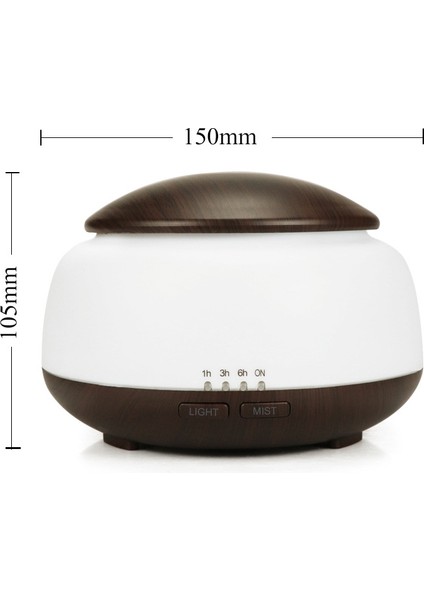 Renkli LED Işıklı Ahşap Tahıl Nemlendirici Hava Temizleme Cihazı Ingiltere Fişi Koyu Kahverengi (Yurt Dışından)
