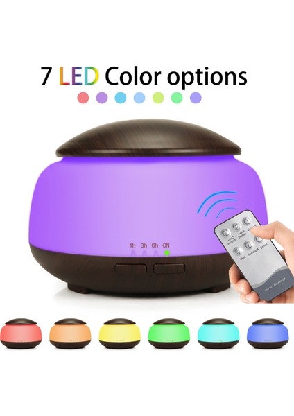 Renkli LED Işıklı Ahşap Tahıl Nemlendirici Hava Temizleme Cihazı Ingiltere Fişi Koyu Kahverengi (Yurt Dışından)
