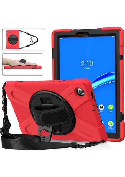 Lenovo Tab M10 Plus TB-X606F Darbeye Dayanıklı Silikon + Pc Kasa Kırmızı (Yurt Dışından)