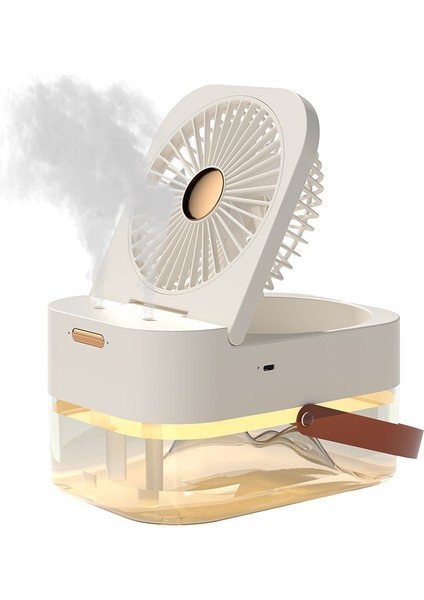 Çift Sprey Nemlendirme Fanı Aroma Difüzör Şarj Edilebilir 4000MAH Beyaz (Yurt Dışından)