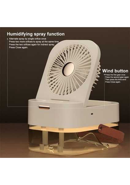 Çift Sprey Nemlendirme Fanı Aroma Difüzör Şarj Edilebilir 4000MAH Beyaz (Yurt Dışından) fırsatları