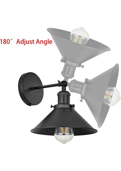 Şık retro metal aplike, 23 cm çap, E27 duy, siyah renk, tek adet fiyatları