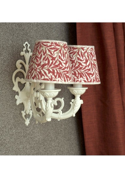 Fuşya Yapraklı Artur İkili Aplik, Modern ve Şık Dekorasyon Parçası