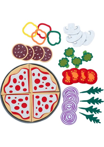 Montessori Pizza Bulmaca Oyuncakları Simüle Gıda Oyuncak Oyun Oyun Pizza Keçe Mutfak Oyunu 3+Renkli Çocuklar ve Çocuklar Için Set: Plato Yok (Yurt Dışından)
