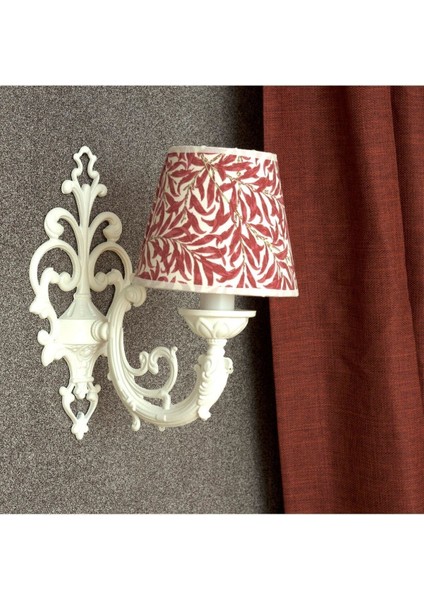 Fuşya Yaprak Detaylı Modern Aplik, E14, Bej Metal Aydınlatma Parçası