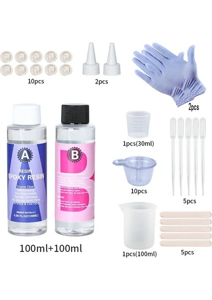 1: 1 Kristal Berraklığında Epoksi Reçine Kiti Yüksek Parlak Kacıklar Sanat Reçine Malzemeleri Kaplama ve Döküm Zanaat Diy Mücevher Yapımı Renk: Reçine Set2 (Yurt Dışından)