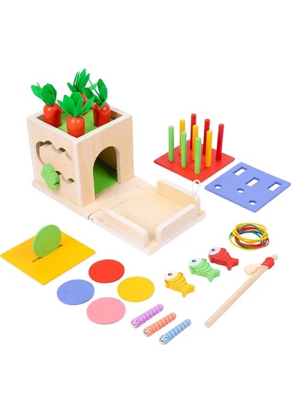 Ahşap Montessori Oyuncakları Kit Nesne Olumsuzluk Kutusu Para Pozisyonu Havuç Yürümeye Başlayan Yürüyen Yürümeye Başlangıç ​​şeker Sıracı Top Bırak Oyuncakları Agecolor: E (Yurt Dışından)