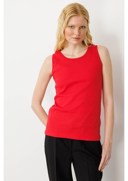Kadın Sıfır Yaka Kaşkorse Pamuklu Askılı T-Shirt Kırmızı fiyatları