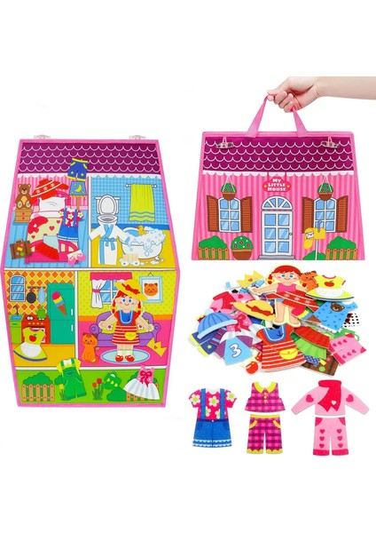 Yürümeye Başlayan Çocuk Evi Meşgul Tahtası Hissettim Hikaye Kitapları Ince Motor Becerileri Okul Öncesi Montessori Erken Öğrenme Duyusal Oyuncak Kızlar Için: Giyin Ev (Yurt Dışından)
