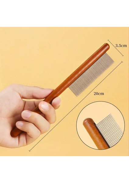 Kedi Tarak Çelik Evcil Hayvan Tüy Giderici Ahşap Saplı Kedi Tüy Tarama Masaj Köpek Fırçası Temizleme Aracı Evcil Hayvan Malzemeleri Uzun Diş (Yurt Dışından)