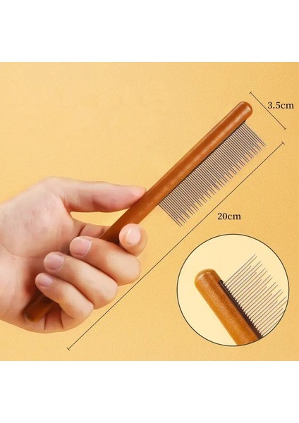Kedi Tarak Çelik Evcil Hayvan Tüy Giderici Ahşap Saplı Kedi Tüy Taraklı Evcil Hayvan Bakımı Masaj Köpek Fırçası Temizleme Aracı Evcil Hayvan Malzemeleri uzun Kısa Tarak (Yurt Dışından)
