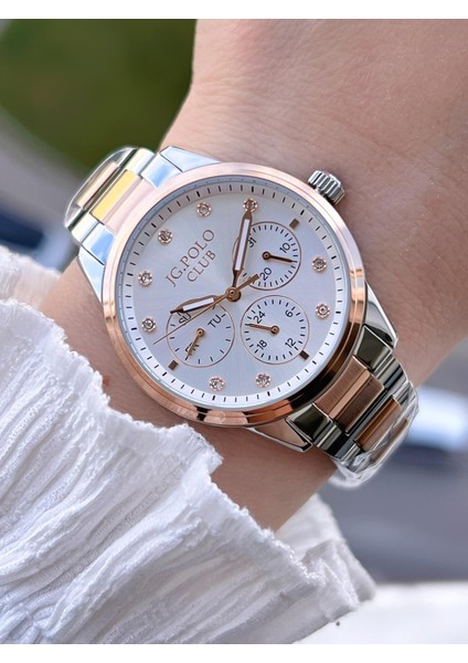 Çelik Kasa & Kordon Kadran Fonsiyonları Aktif Kadın Kol Saati+Bileklik JG04411.2