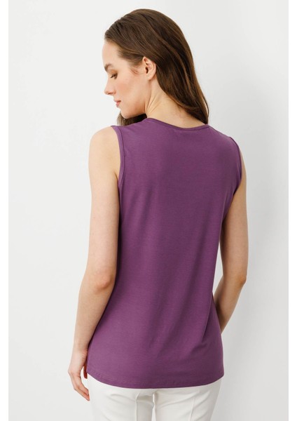 Kadın Askılı Penye T-Shirt Lila modelleri
