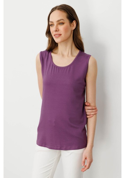 Kadın Askılı Penye T-Shirt Lila fırsatları