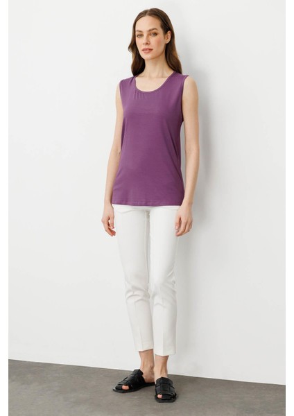 Kadın Askılı Penye T-Shirt Lila indirimleri