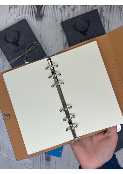 Keep On Going Binderli Deri Kapak Depolama Dosyalı Gri Renk Özel Tasarım Ajanda/notebook/klasörlü Defter fırsatları