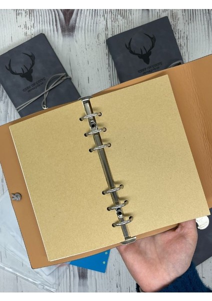 Keep On Going Binderli Deri Kapak Depolama Dosyalı Gri Renk Özel Tasarım Ajanda/notebook/klasörlü Defter indirimleri