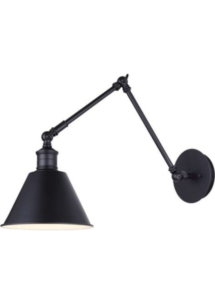 Siyah Retro Rustik Üç Mafsallı Metal Duvar Aplikası, E27 Duy, Şık ve Dayanıklı Tasarım