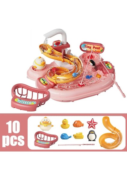 Çocuklar Bulmaca, Oyuncak Oyun Yıkayan Havza Oyuncakları Hediye Mutfak Interaktif Oyuncaklar 2-1 Arada Slayt Balıkçılığı Montessori Oyuncakları Renk: 10PCS-PEMBE (Yurt Dışından)
