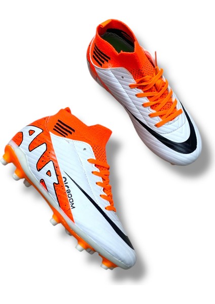 Çoraplı Krampon Beyaz Turuncu Desenli