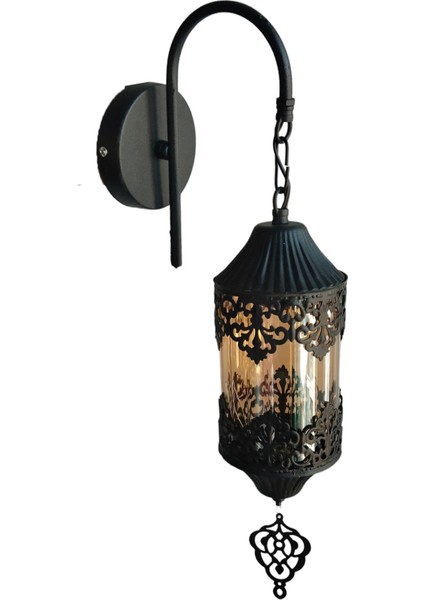 Beyaz ve siyah eskitme kasa ile bal camlı şık dekoratif aplik fiyatları