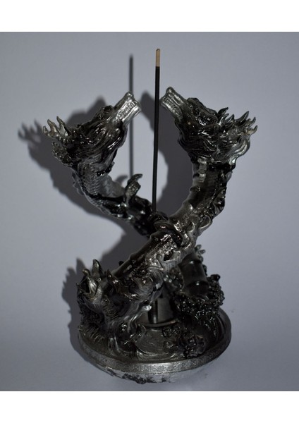Siyah Gümüş Ejderha Tütsülük Mistik ve Şık Tasarım - Parlak ve Mat Renk Seçenekleri