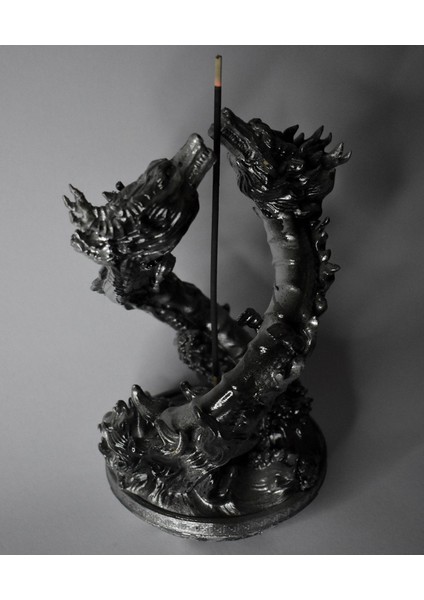 Siyah Gümüş Ejderha Tütsülük Mistik ve Şık Tasarım - Parlak ve Mat Renk Seçenekleri fiyatları