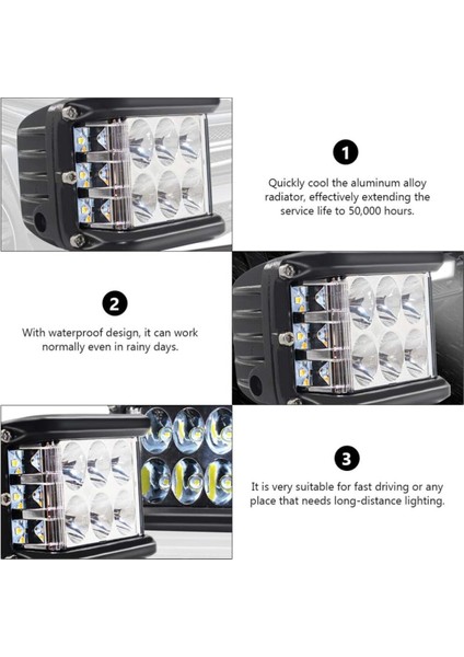 1 Adet Kaput Üstü Offroad Projektör Sis Çalışma Lambası 12 Ledli 36 Watt