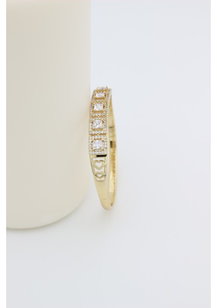 Stil Incisi/xupıng Jewelry Beş Kare Zirkon Taşlı Kelepçe