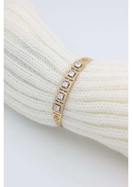 Stil Incisi/xupıng Jewelry Beş Kare Zirkon Taşlı Kelepçe