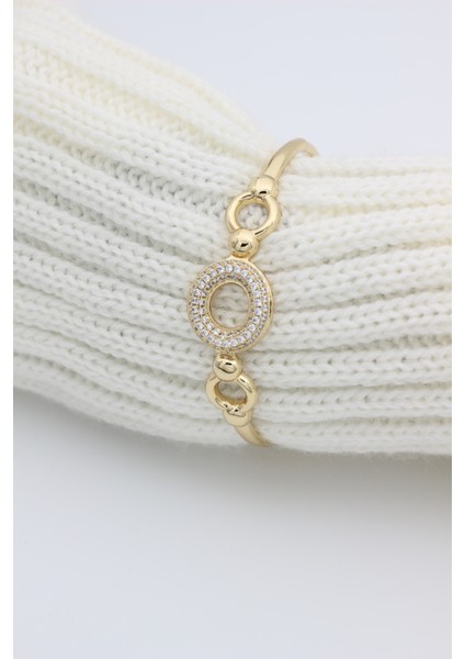 Stil Incisi/xupıng Jewelry Daire Zirkon Taşlı Kelepçe