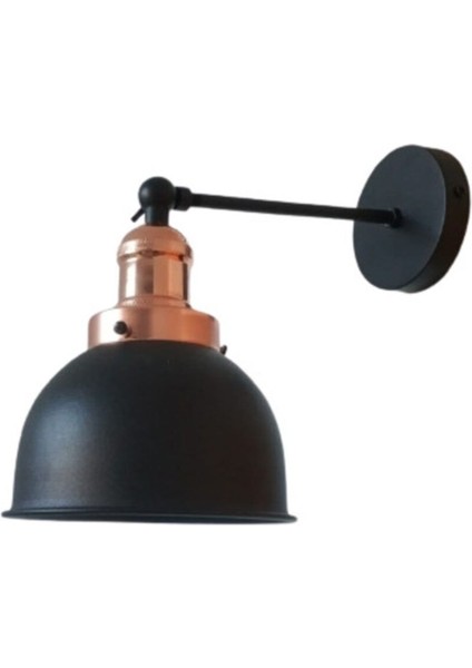 Retro Siyah Metal Duvar Aplik, E27 Duyli Dekoratif Aplik