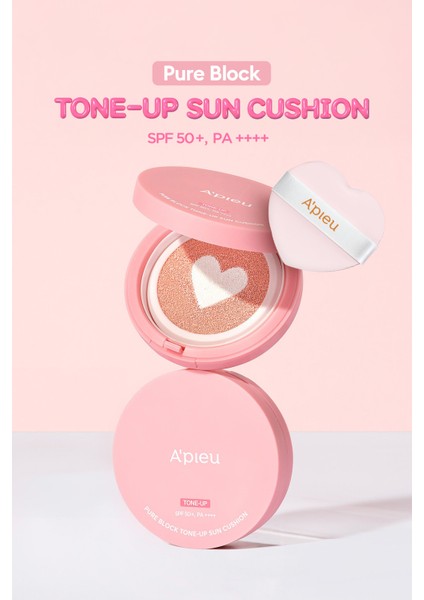 Pembe Bazlı Güneş Koruyucu Cushion A'Pıeu Pure Block Tone-Up Sun Cushion SPF 50+ Pa ++++