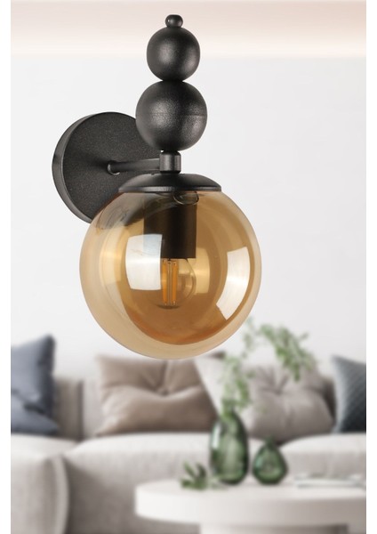 Siyah Bal Aplik, E27 duy, metal malzeme, şık ve modern aydınlatma seçeneği