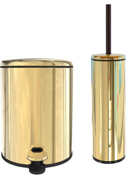 Cigo Çöp Kovası Tuvalet Fırçası Parlak Gold