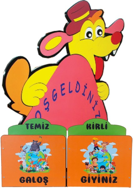 Anaokulu Ahşap Tilki Galoşluk - Anaokulu Sınıf Mobilyası
