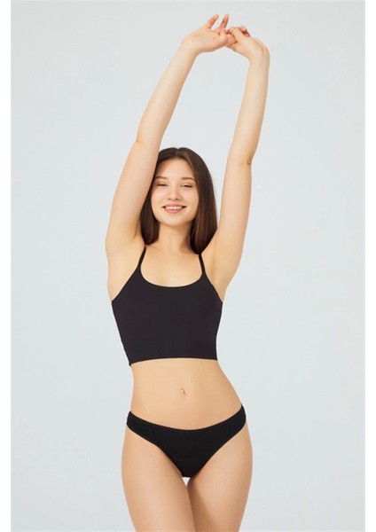 Cottonhil Siyah %95 Pamuklu Basic Brezilian Kadın Külot